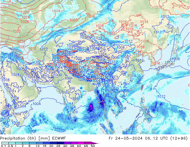 Z500/Rain (+SLP)/Z850 ECMWF пт 24.05.2024 12 UTC