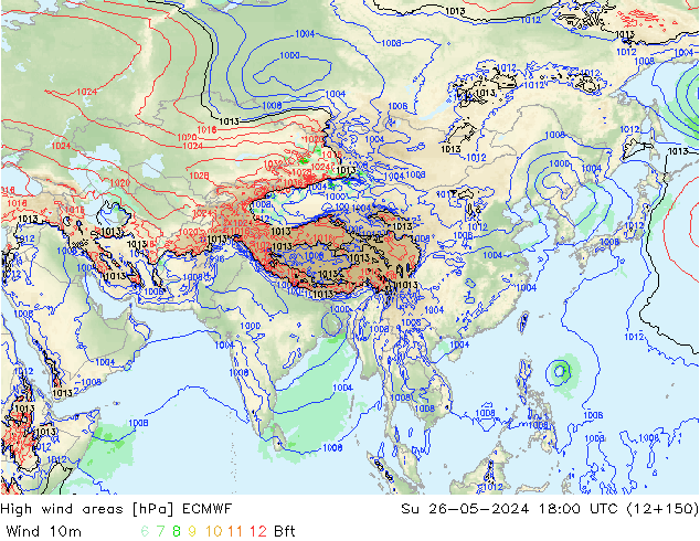 High wind areas ECMWF dom 26.05.2024 18 UTC