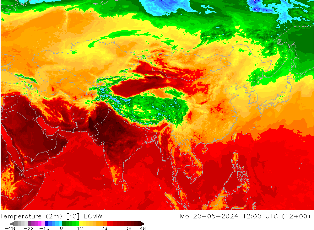 Sıcaklık Haritası (2m) ECMWF Pzt 20.05.2024 12 UTC