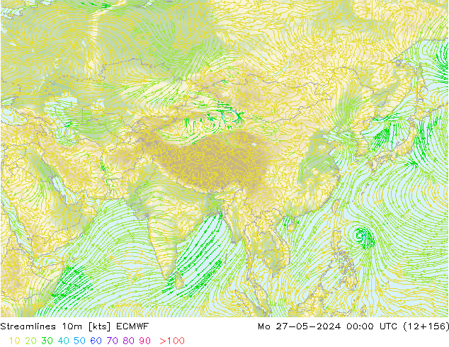 ветер 10m ECMWF пн 27.05.2024 00 UTC