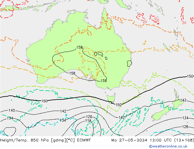 Z500/Rain (+SLP)/Z850 ECMWF lun 27.05.2024 12 UTC