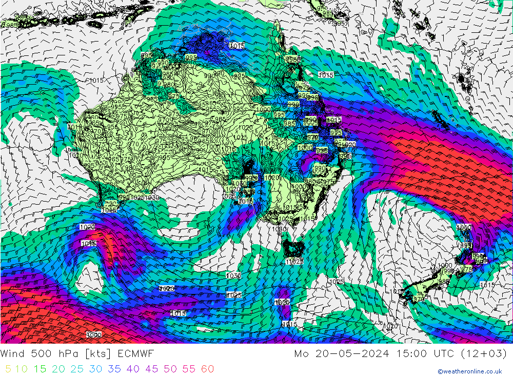 Wind 500 hPa ECMWF Mo 20.05.2024 15 UTC