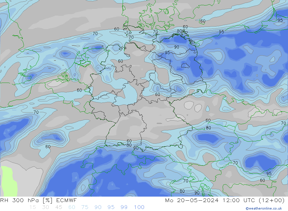 RH 300 hPa ECMWF 星期一 20.05.2024 12 UTC