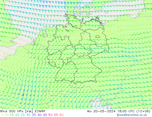 风 500 hPa ECMWF 星期一 20.05.2024 18 UTC