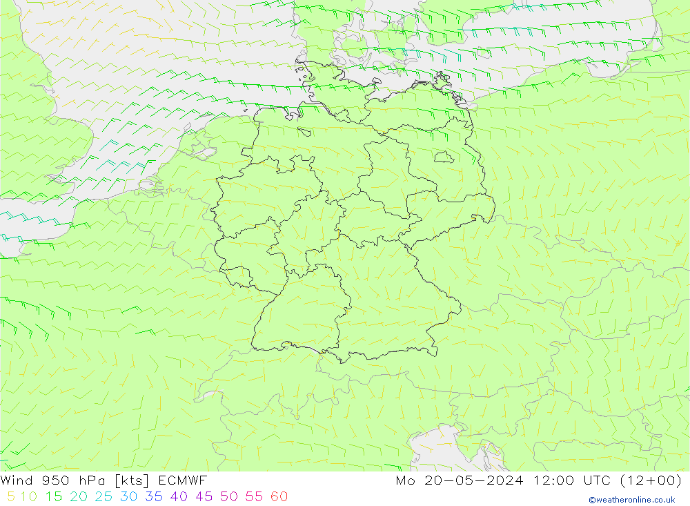 风 950 hPa ECMWF 星期一 20.05.2024 12 UTC