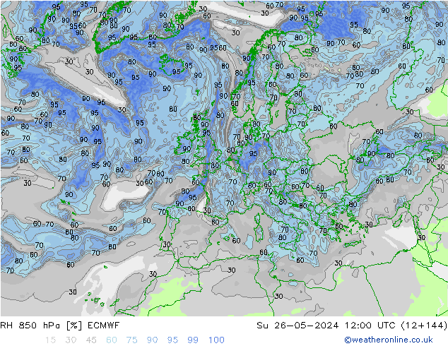 RH 850 hPa ECMWF  26.05.2024 12 UTC