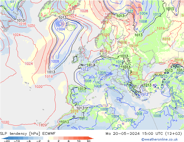 Drucktendenz ECMWF Mo 20.05.2024 15 UTC