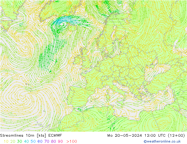 ветер 10m ECMWF пн 20.05.2024 12 UTC