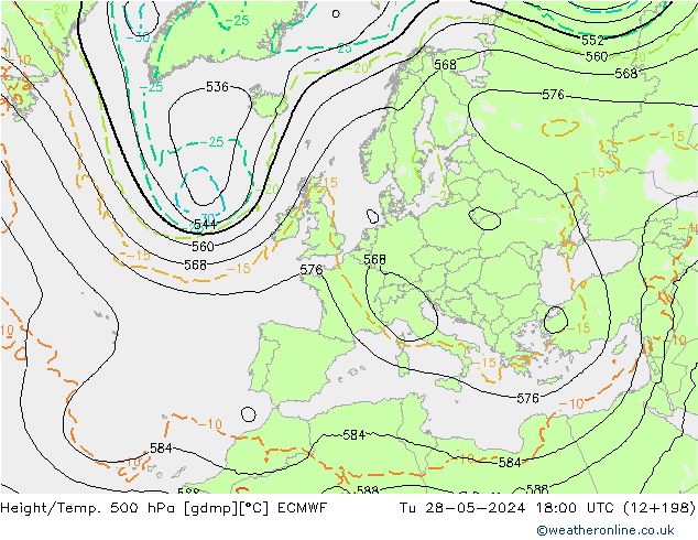 Z500/Rain (+SLP)/Z850 ECMWF ��� 28.05.2024 18 UTC