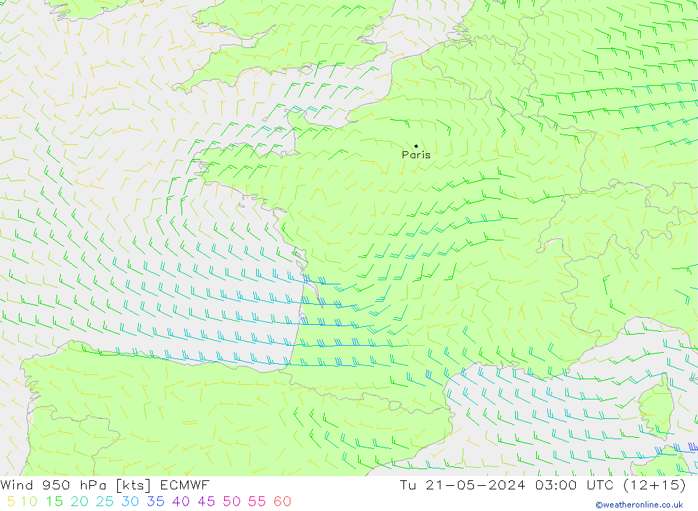 Rüzgar 950 hPa ECMWF Sa 21.05.2024 03 UTC
