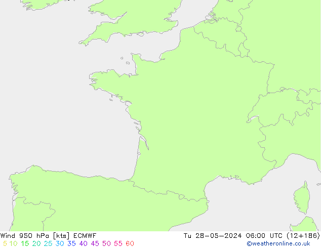 Wind 950 hPa ECMWF di 28.05.2024 06 UTC