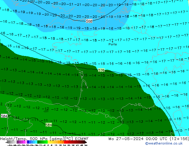 Z500/Rain (+SLP)/Z850 ECMWF Mo 27.05.2024 00 UTC