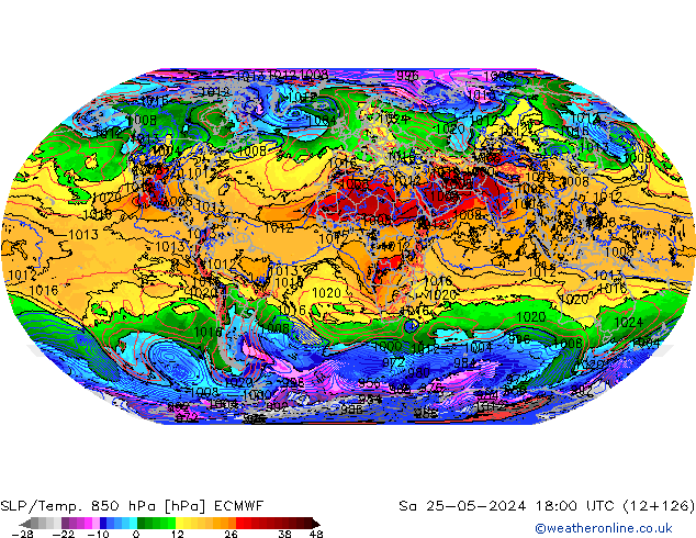 SLP/Temp. 850 hPa ECMWF  25.05.2024 18 UTC