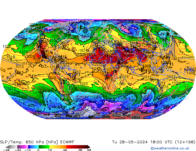SLP/Temp. 850 hPa ECMWF di 28.05.2024 18 UTC