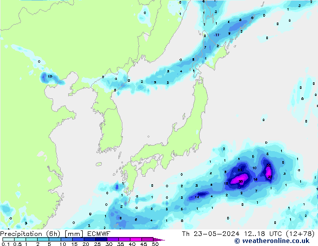 Z500/Rain (+SLP)/Z850 ECMWF Qui 23.05.2024 18 UTC