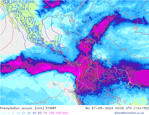 Precipitation accum. ECMWF pon. 27.05.2024 00 UTC