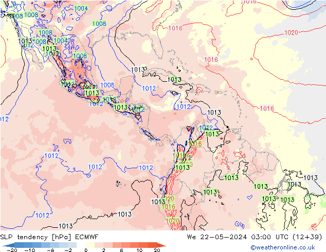 SLP tendency ECMWF We 22.05.2024 03 UTC