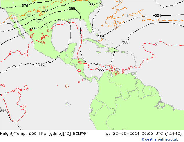 Z500/Rain (+SLP)/Z850 ECMWF  22.05.2024 06 UTC