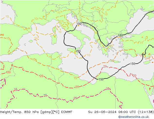 Z500/Rain (+SLP)/Z850 ECMWF Вс 26.05.2024 06 UTC