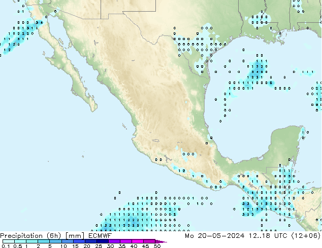 Precipitación (6h) ECMWF lun 20.05.2024 18 UTC
