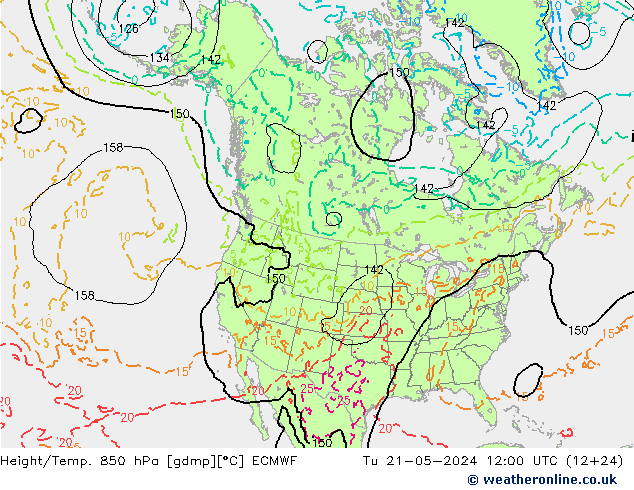 Z500/Rain (+SLP)/Z850 ECMWF 星期二 21.05.2024 12 UTC