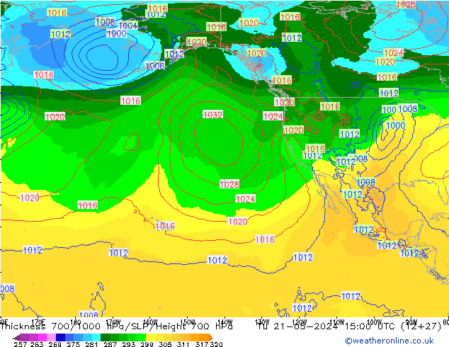 Thck 700-1000 hPa ECMWF Tu 21.05.2024 15 UTC