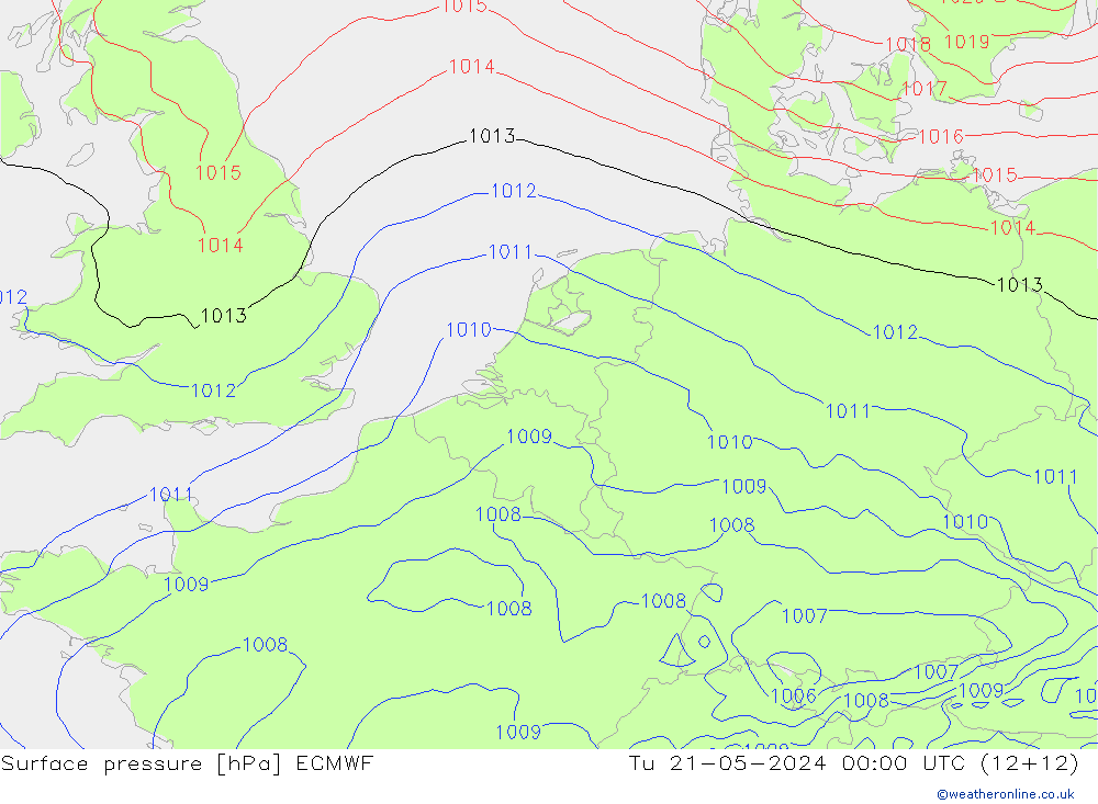 Bodendruck ECMWF Di 21.05.2024 00 UTC