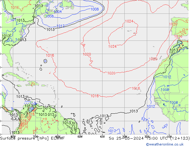 Surface pressure ECMWF Sa 25.05.2024 15 UTC