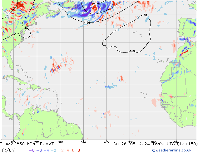 T-Adv. 850 hPa ECMWF dom 26.05.2024 18 UTC