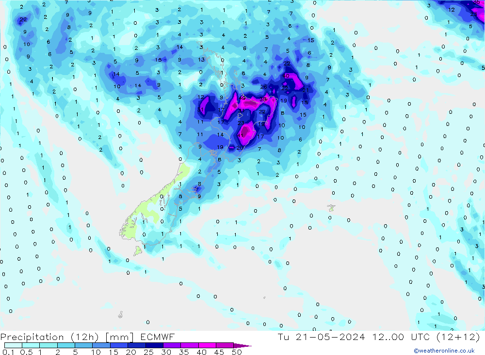Precipitazione (12h) ECMWF mar 21.05.2024 00 UTC
