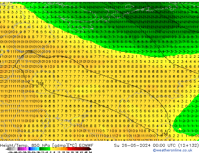 Z500/Rain (+SLP)/Z850 ECMWF Ne 26.05.2024 00 UTC