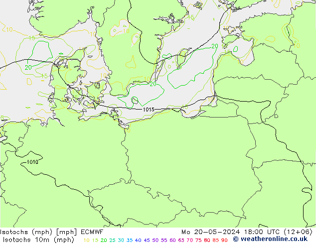 Isotachs (mph) ECMWF  20.05.2024 18 UTC