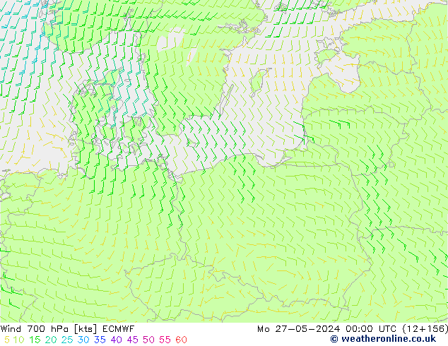 Wind 700 hPa ECMWF Po 27.05.2024 00 UTC