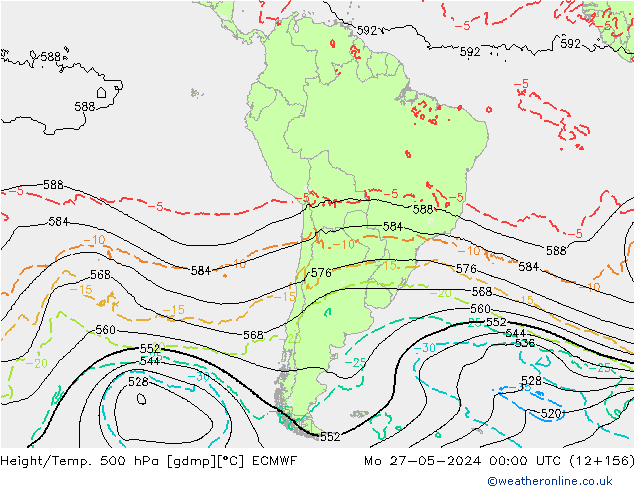 Hoogte/Temp. 500 hPa ECMWF ma 27.05.2024 00 UTC