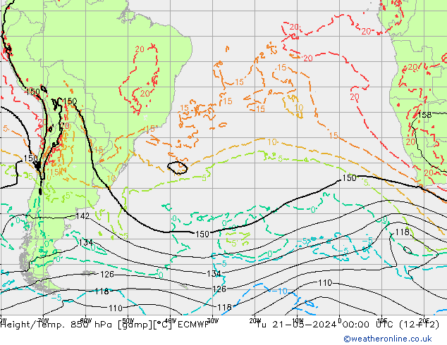 Z500/Rain (+SLP)/Z850 ECMWF вт 21.05.2024 00 UTC