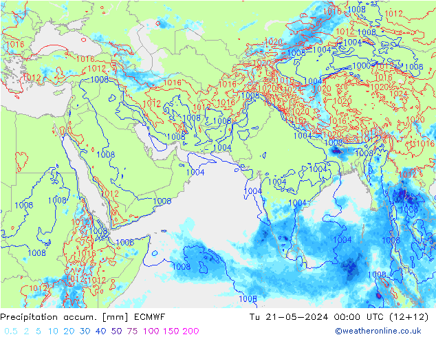 Toplam Yağış ECMWF Sa 21.05.2024 00 UTC