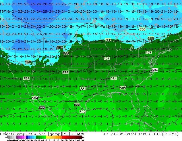 Height/Temp. 500 hPa ECMWF Sex 24.05.2024 00 UTC