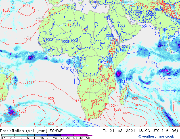 Z500/Rain (+SLP)/Z850 ECMWF Ter 21.05.2024 00 UTC