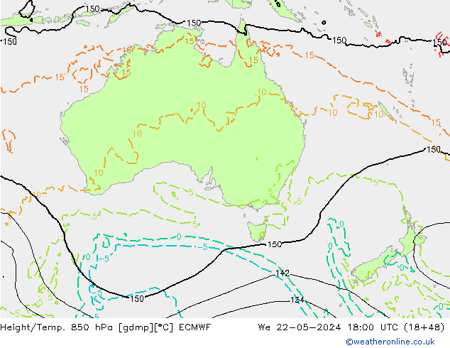 Z500/Rain (+SLP)/Z850 ECMWF mer 22.05.2024 18 UTC