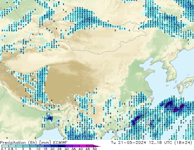 Z500/Rain (+SLP)/Z850 ECMWF 星期二 21.05.2024 18 UTC