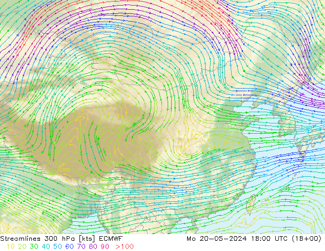 风 300 hPa ECMWF 星期一 20.05.2024 18 UTC
