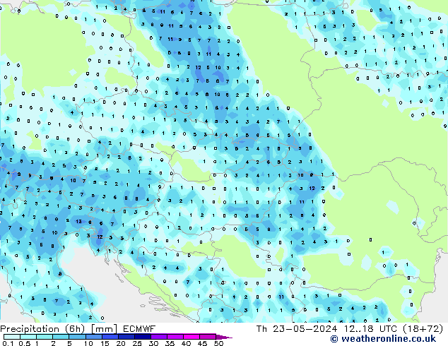 Z500/Rain (+SLP)/Z850 ECMWF Čt 23.05.2024 18 UTC