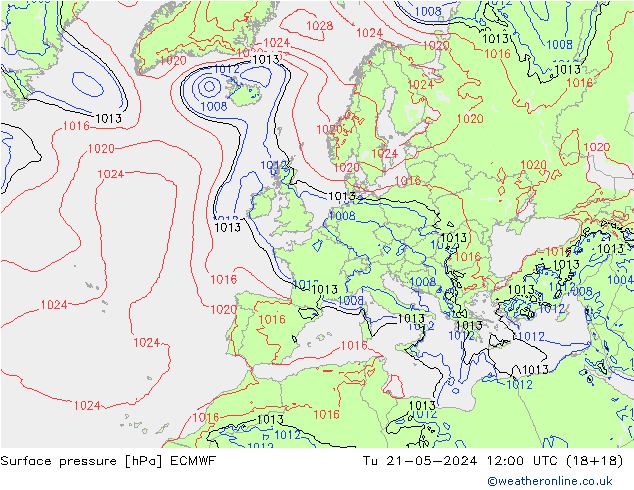Pressione al suolo ECMWF mar 21.05.2024 12 UTC