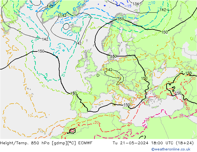 Z500/Rain (+SLP)/Z850 ECMWF  21.05.2024 18 UTC