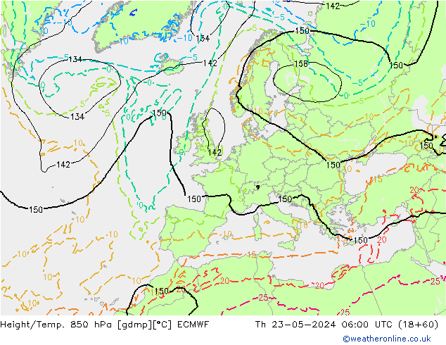 Z500/Rain (+SLP)/Z850 ECMWF Do 23.05.2024 06 UTC