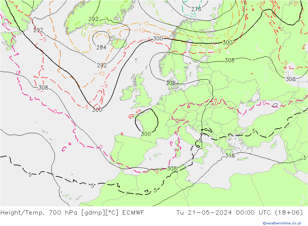 Height/Temp. 700 hPa ECMWF  21.05.2024 00 UTC