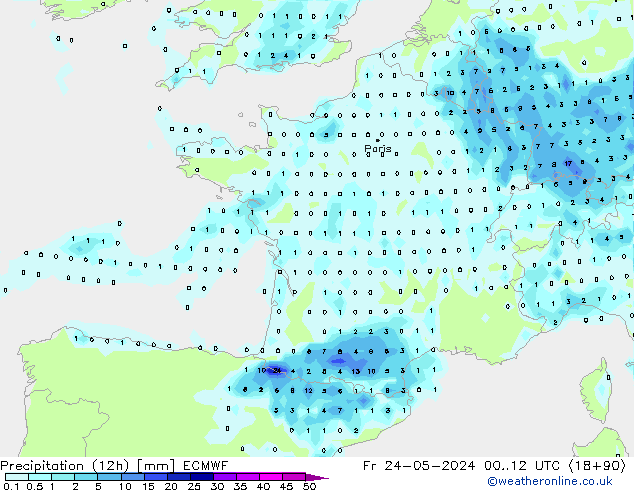 Precipitação (12h) ECMWF Sex 24.05.2024 12 UTC