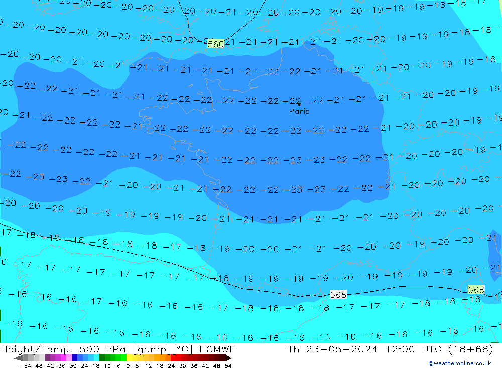 Z500/Rain (+SLP)/Z850 ECMWF Th 23.05.2024 12 UTC