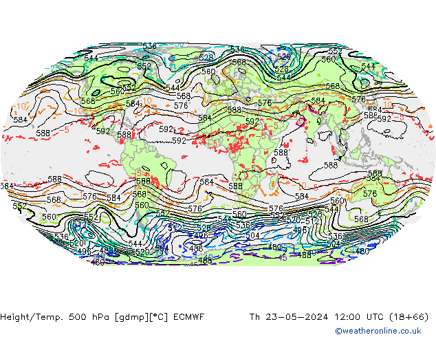 Z500/Regen(+SLP)/Z850 ECMWF do 23.05.2024 12 UTC