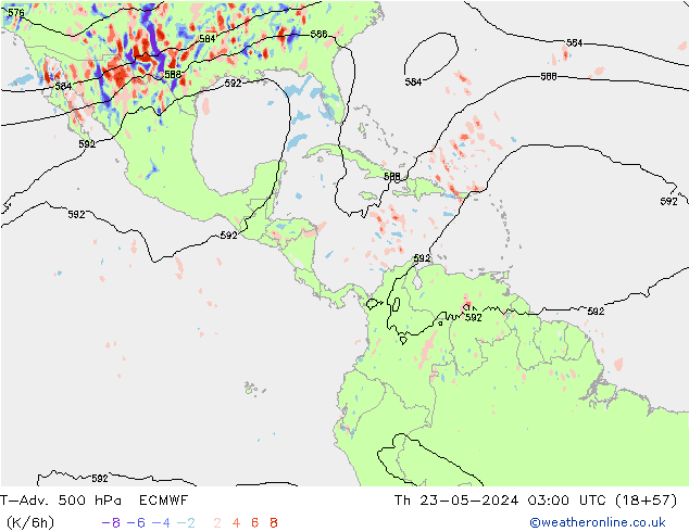 T-Adv. 500 hPa ECMWF Čt 23.05.2024 03 UTC
